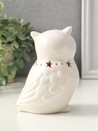 Фигурка светящаяся «Филин с ожерельем из звёзд», белый, керамика, 9×6.5×13 см - фото 65466385
