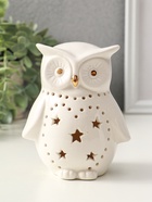 Фигурка светящаяся «Филин в звёздочках», белый, керамика, 10.5×8×12.5 см - фото 65466388