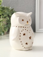 Фигурка светящаяся «Филин в звёздочках», белый, керамика, 10.5×8×12.5 см - фото 65466389