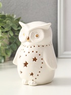 Фигурка светящаяся «Филин в звёздочках», белый, керамика, 10.5×8×12.5 см - фото 809426313