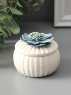 Шкатулка для украшений «Голубой цветок», с крышкой, белая, керамика, 7×7×6.5 см 10934319