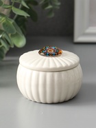 Шкатулка для украшений «Цветок-калейдоскоп«, с крышкой, белая, керамика, 7×7×5.3 см - Фото 2