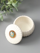 Шкатулка для украшений «Цветок-калейдоскоп«, с крышкой, белая, керамика, 7×7×5.3 см - Фото 3