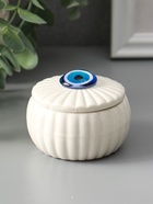 Шкатулка для украшений «Глаз от сглаза», с крышкой, белая, керамика, 7×7×5.3 см 10934323