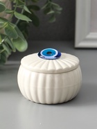 Шкатулка для украшений «Глаз от сглаза», с крышкой, белая, керамика, 7×7×5.3 см - Фото 2