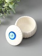 Шкатулка для украшений «Глаз от сглаза», с крышкой, белая, керамика, 7×7×5.3 см 10934323