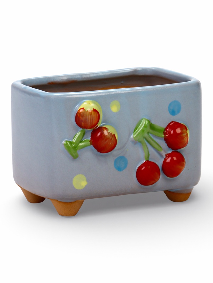 Декоративный горшок для цветов «Вишни», 9×7×8 см, керамический, Greengo