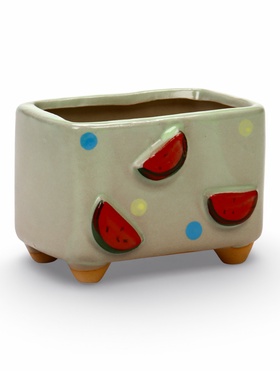 Декоративный горшок для цветов «Арбуз», 10.5×7.5×8 см, керамический, Greengo