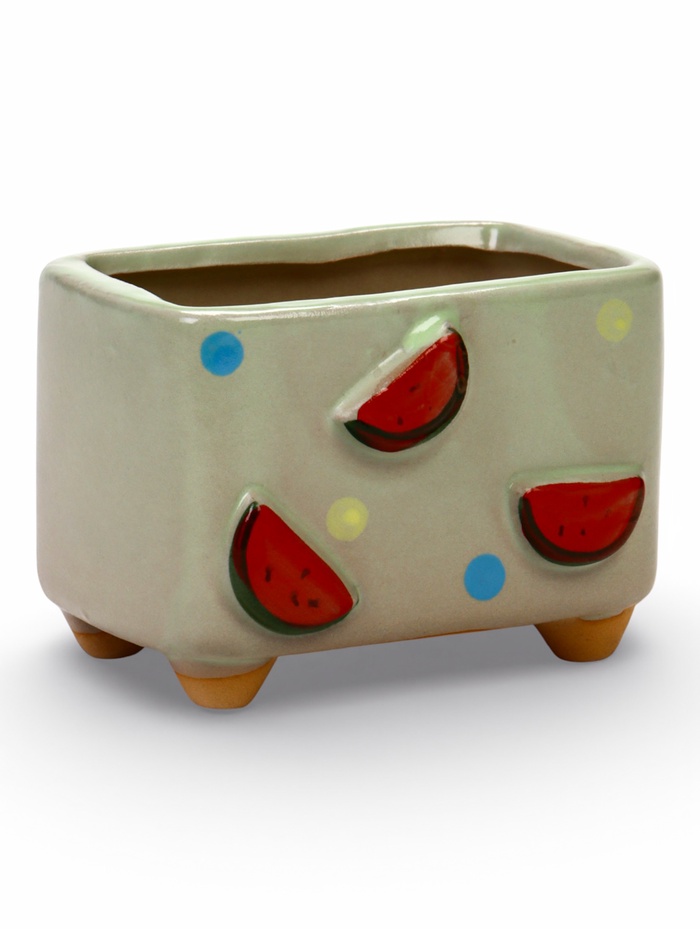Декоративный горшок для цветов «Арбуз», 10.5×7.5×8 см, керамический, Greengo - Фото 1