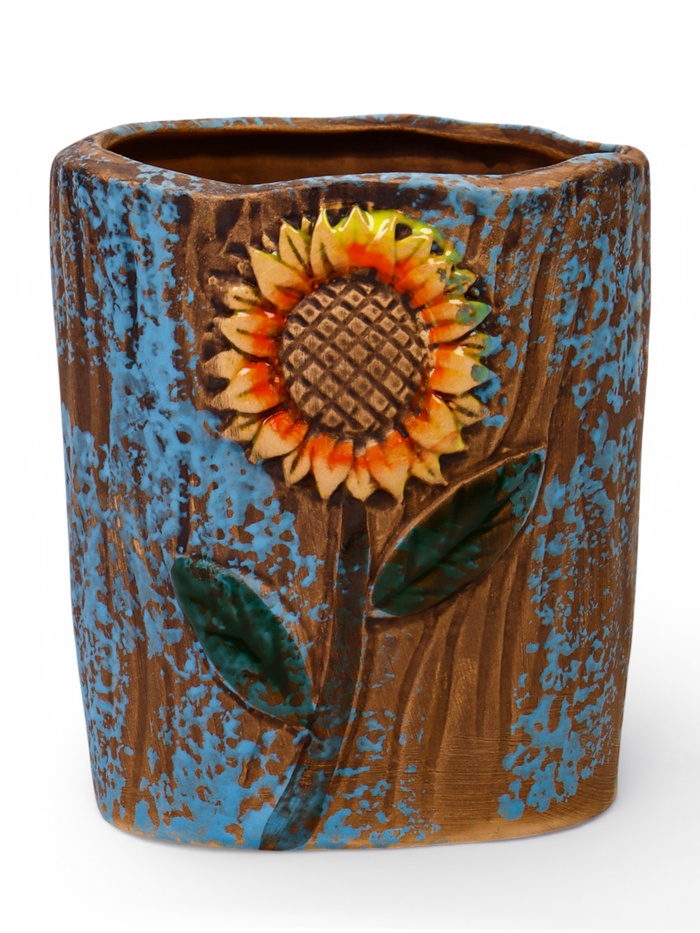 Декоративный горшок для цветов «Подсолнух», 9×9×10 см, керамический, Greengo
