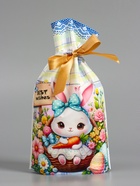 Пакет полиэтиленовый подарочный «Заяц с цветами», с завязками, 15×23±1 см 10942848