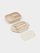 Ланч - бокс контейнер для еды Доляна «Завтрак», 1.1 л, 3 ячейки, вилка, ложка, 22×16×6.5 см, пластик, бежевый 10949529