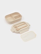 Ланч - бокс контейнер для еды Доляна «Завтрак», 1.1 л, 3 ячейки, вилка, ложка, 22×16×6.5 см, пластик, бежевый 10949529