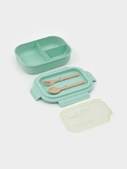 Ланч - бокс контейнер для еды Доляна «Завтрак», 1.1 л, 3 ячейки, вилка, ложка, 22×16×6.5 см, пластик, бирюзовый 10949531
