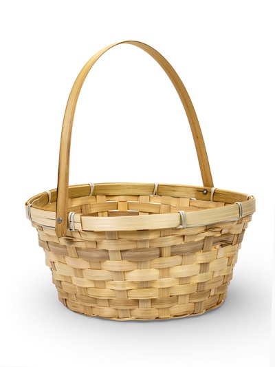 Корзина плетёная для хранения, 26×26×12 см, ручка h=18 см, бамбуковая, цвет натуральный