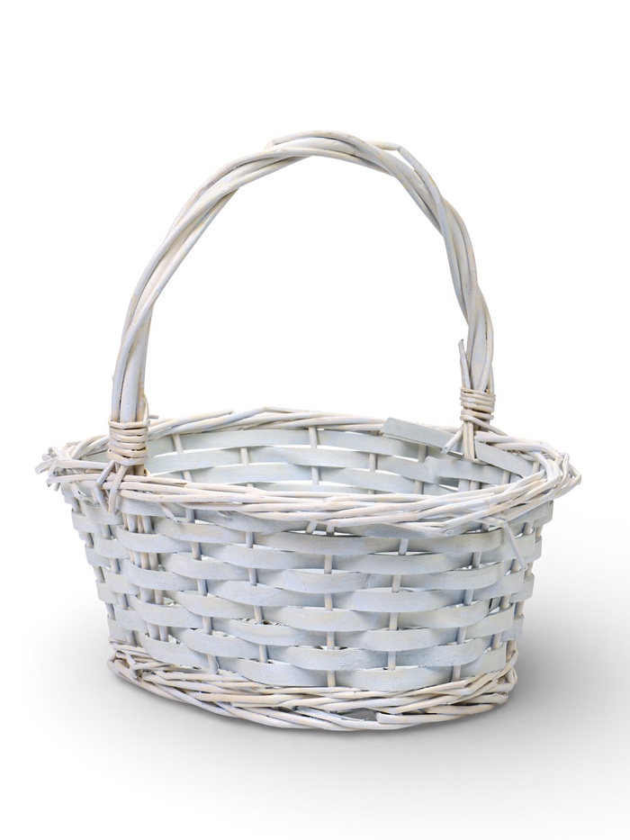Корзина плетёная для хранения, 28×20×11 см, ручка h=14 см, ива, белая, Greengo - Фото 1