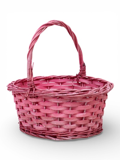 Корзина плетёная для хранения, 28×20×11 см, ручка h=14 см, ива, розовая, Greengo