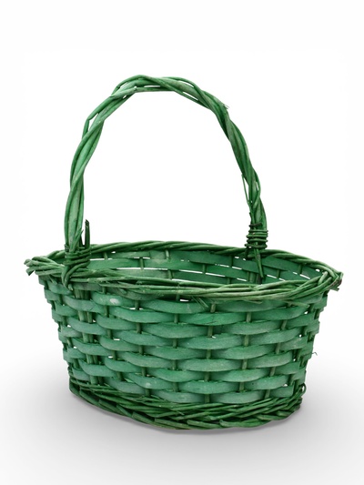 Корзина плетёная для хранения, 28×20×11 см, ручка h=14 см, ива, зелёная, Greengo