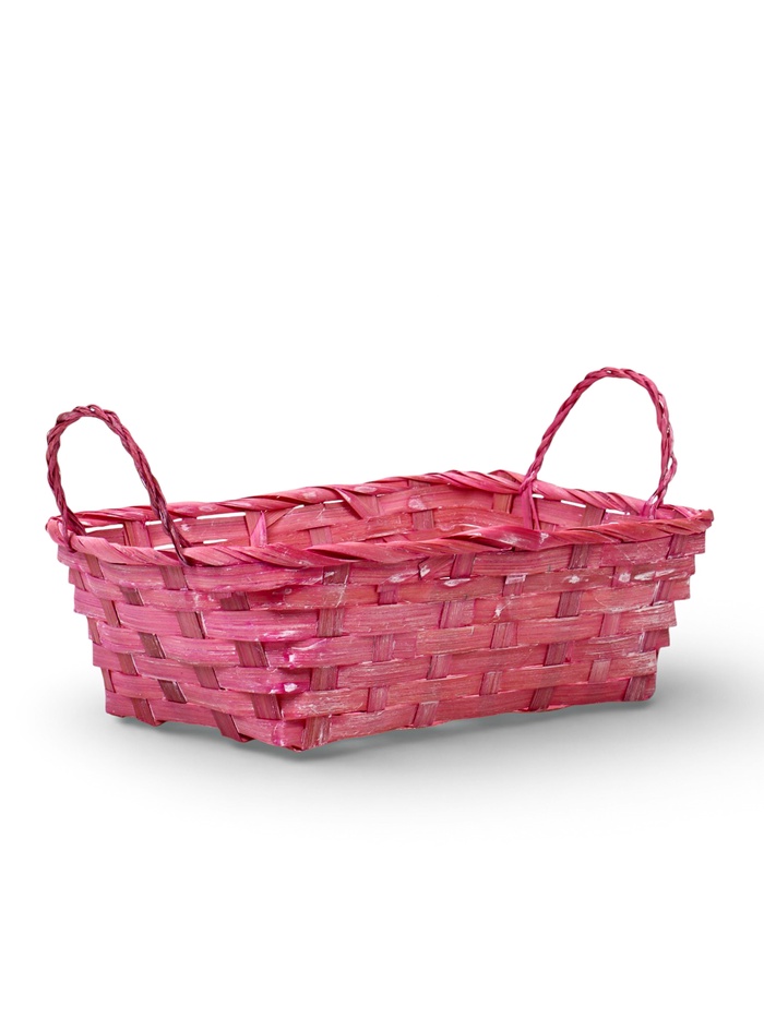 Корзина плетёная для хранения, 24×20×8 см, с ручками, бамбуковая, розовая, Greengo - Фото 1
