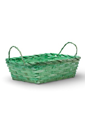 Корзина плетеная 24 х 20 х 8 см,боковые ручки, зеленый квадрат