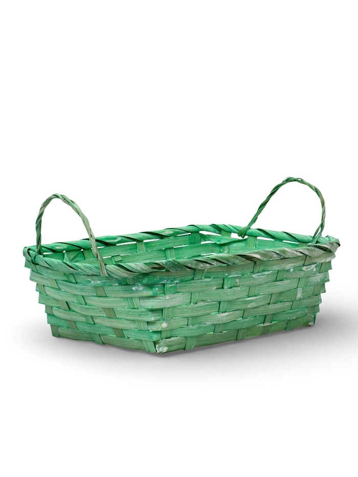 Корзина плетёная для хранения, 24×20×8 см, с ручками, бамбуковая, зелёная, Greengo - Фото 1