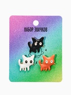 Броши «Котята», набор 3 шт. миксы в золоте - фото 65466626