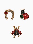 Броши «Счастливый случай», набор 3 шт. цветной в золоте 10904631