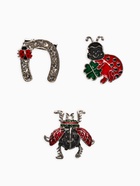 Броши «Счастливый случай», набор 3 шт. цветной в серебре 10904632