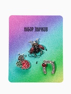 Броши «Счастливый случай», набор 3 шт. цветной в серебре 10904632