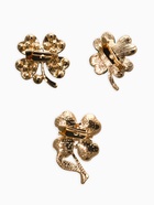 Броши «Клевер», набор 3 шт. зелёные в золоте - фото 65466652