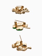 Броши «Клевер», набор 3 шт. зелёные в золоте - фото 65466653