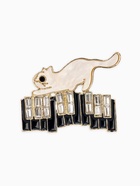 Брошь перламутровый «Котёнок» с пианино, чёрно-белая в золоте 10905883