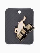 Брошь перламутровый «Котёнок» с пианино, чёрно-белая в золоте 10905883