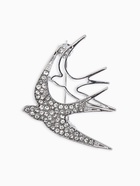 Брошь «Ласточки», белая в серебре - Фото 1