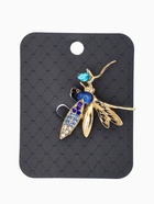 Брошь «Стрекоза» искристая, сине-голубая в золоте - Фото 4