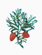 Брошь «Кедровая веточка», коричнево-зелёная в золоте - фото 65466725