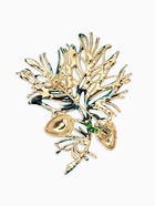 Брошь «Кедровая веточка», коричнево-зелёная в золоте - фото 65466726