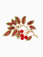 Брошь «Веточка Калины», красно-коричневая в золоте 10905901