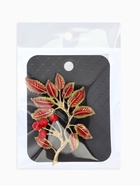 Брошь «Веточка Калины», красно-коричневая в золоте - Фото 6