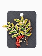 Брошь «Ветка Рябины», красно-зелёная в золоте 10905902