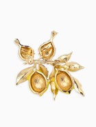 Брошь «Воробьи на ветке лимона», цветная в золоте 10905903