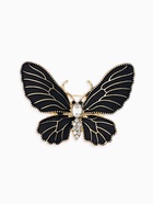 Брошь «Бабочка» матовая, в жилки, чёрная в золоте - фото 65466749