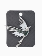 Брошь «Феникс снежный», серо-зелёная в серебре 10905912