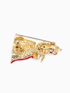 Брошь «Кошка Царица», красно-белая в золоте - Фото 3