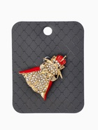 Брошь «Кошка Царица», красно-белая в золоте 10905913