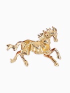 Брошь «Лошадь», конь степной, коричневая в золоте - фото 120406371