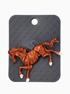 Брошь «Лошадь», конь степной, коричневая в золоте - фото 120406373