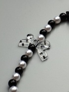 Брелок на карабине "Бант и сердце" черно-белый 14,5 см 10915001