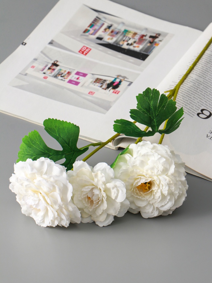 Цветы искусственные «Хризантема волнистая галант», d=8 см, h=58 см, белые