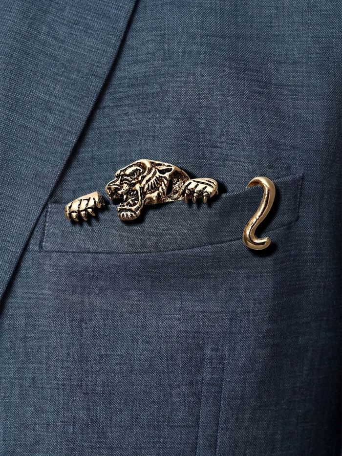 Брошь для кармана «Тигр», цвет чернёное золото - Фото 1